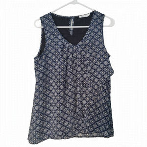 Ricki's blue black white blouse top size 4 medium